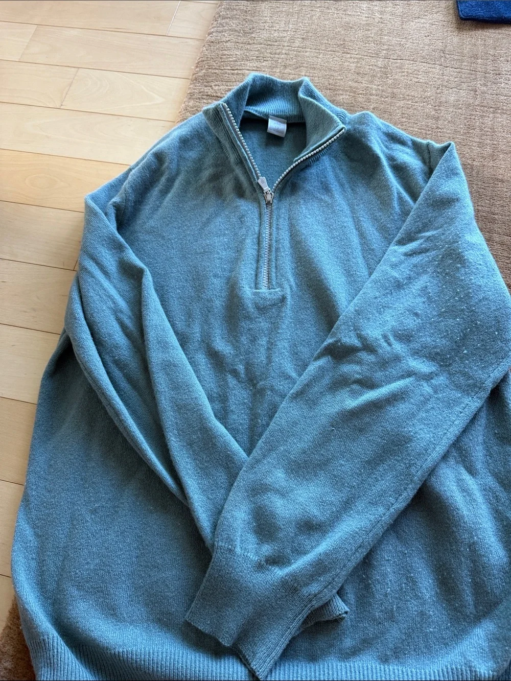 Eleventy Teal Zip-Up Half-Zip Sweater